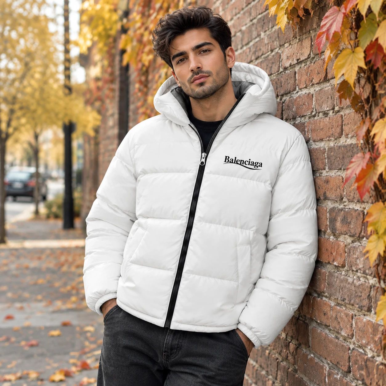 کاپشن ضد آب داخل پشمی Balenciaga-سفید